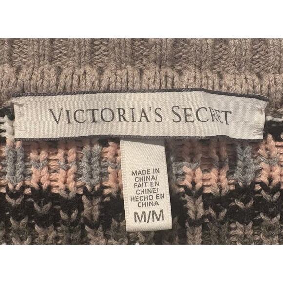 Victoria's Secret Sweater Knit Fair Isle Striped Thick Cotton Womens Medium - Picture 3 of 5